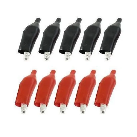Test Alligator Clips Crocodile Clamp - Red + Black (Size M / 5 Pairs)