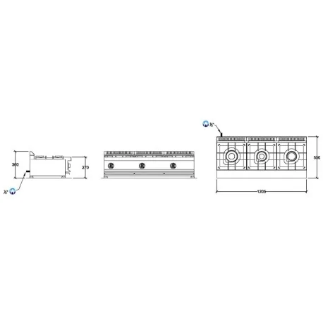 Industrial kitchen 3 burners Repagas CG-530/M