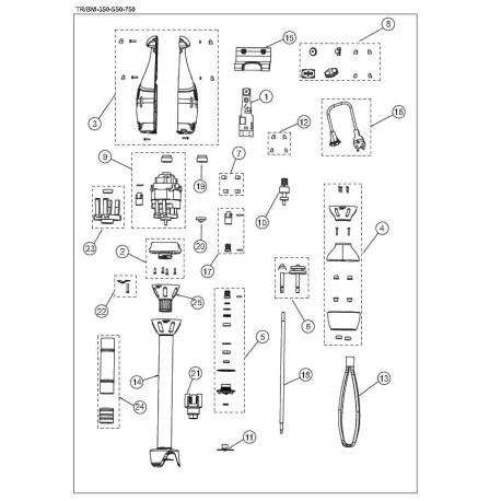 Reducing Frame Set Electroportable Sammic TR/BM 350 550 750 Part 4 4039009