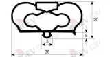 Refrigeration gasket profile 9798 W 426mm H 576mm plug size Infrico