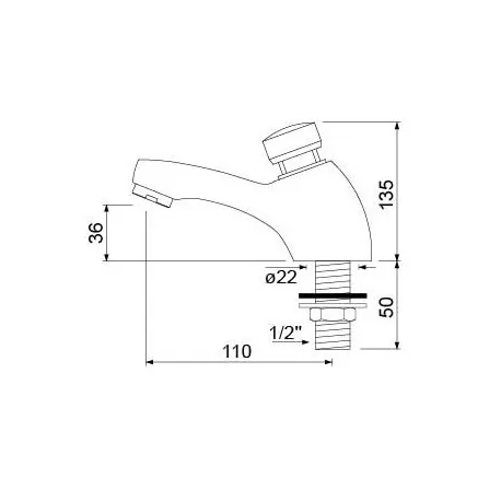robinet à fermeture automatique ca.15s filetage 1/2" robinet simple