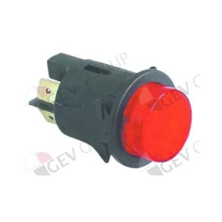 momentary push switch mounting ø 25mm oange 2NO 250V 16A illuminated connection male faston 6.3mm 