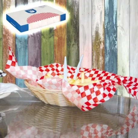 Papier alimentaire ingraissable Carres Rouges (500 unités)