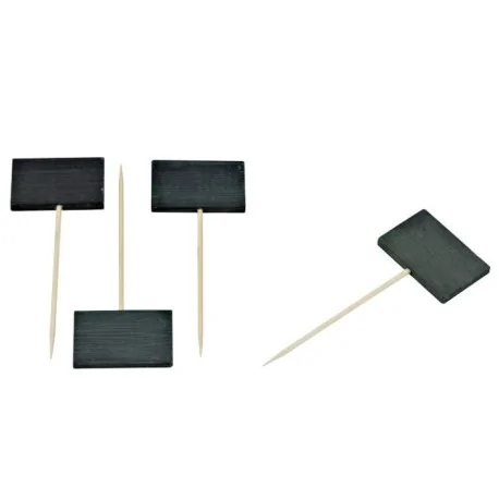 Piques bambou panneau noir 9 cm (100 unités)