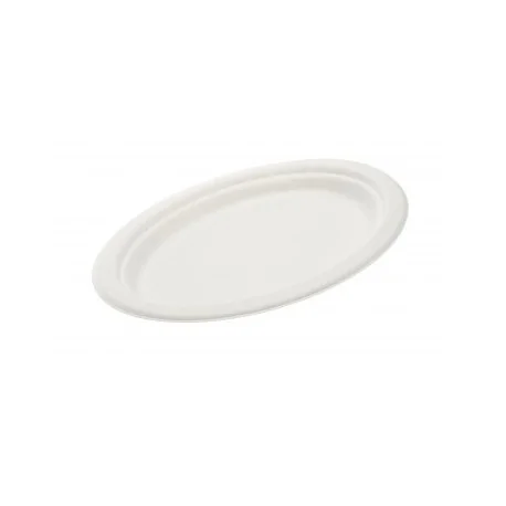 Oval white biodegradable dish (50 pcs)
