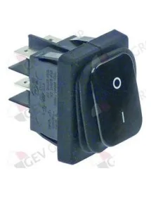 rocker switch mounting measurements 30x22mm black 2NO 230V 20A 0-1 connection male faston 6.3mm 