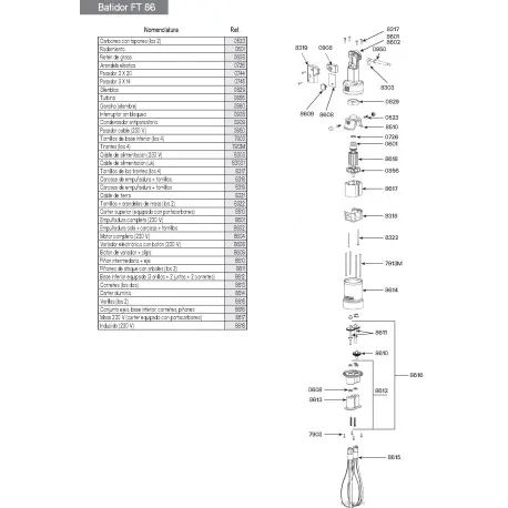 Portavarillas equipado (3 anillos + 2 juntas + 2 cornetes) Dynamic FT86-97F250 MF90 8612