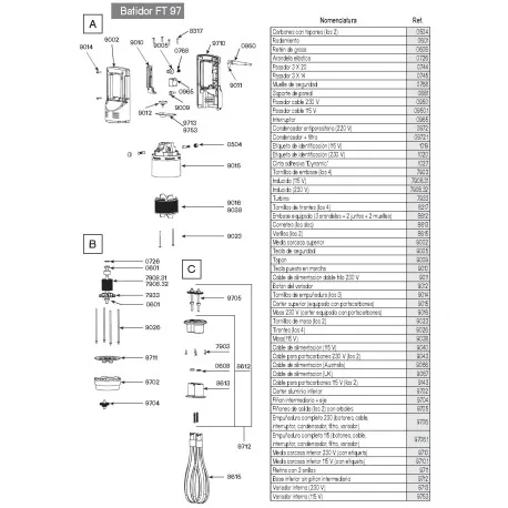Equipped rod rack (3 rings + 2 joints + 2 turbinates) Dynamic FT86-97F250 MF90 8612