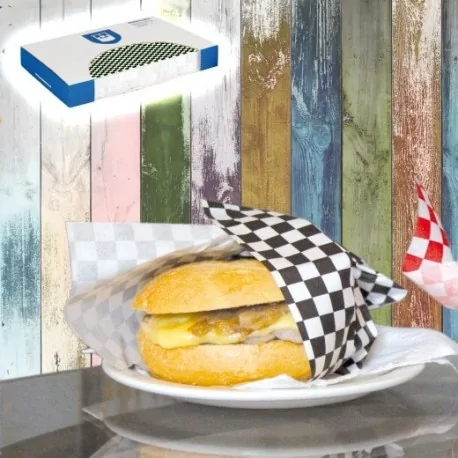 Papier alimentaire ingraissable Carres Noirs (1000 unités)