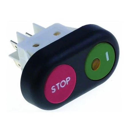 Interruptor pulsante medida de montaje 30x22mm rojo/verde 2NO 250V 16A enclavamiento RGV