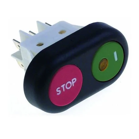 interruptor pulsante medida de montaje 30x22mm rojo/verde 2CO 250V 16A Stop / I Amatis Horeca-Select Omas RGV