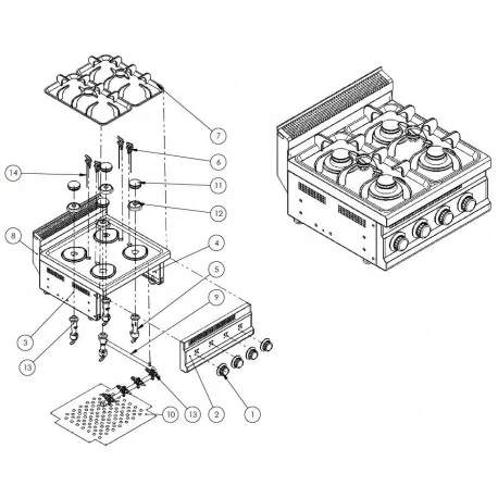 Turhan tube de brûleur de cuisine 6063-OCG 67.OCG.411