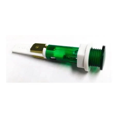 Lámpara de señalización ø 10mm verde 230V empalme conector Faston 6,3mm UE 1 pzs 