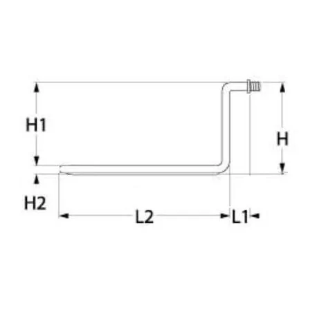 resistencia 1400W 230V espirales 1 L 275mm An 40mm H 210mm L1 15mm L2 260mm H1 165mm H2 45mm CF-Cenedese