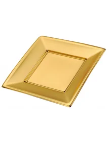 Plato llano cuadrado oro 17x17 cm (pack 4 unidades)