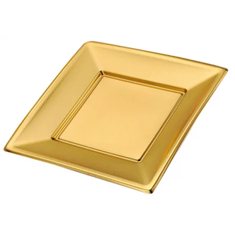 Plain plate square gold 17x17 cm (pack 4 units)