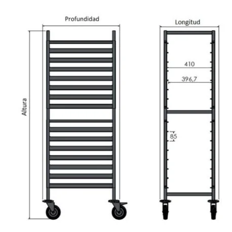 High Truck with guides for baking trays