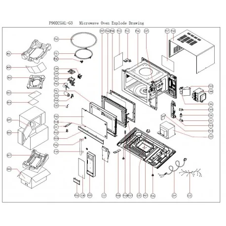 Carte électronique Micro-ondes Eutron P90D25AL-G3 MEL001-SE1X