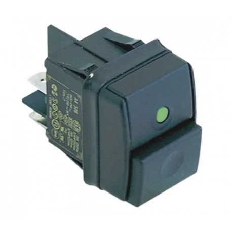 push switch mounting measurements 30x22mm green 2NO 250V 12A connection male faston 6.3mm 301082