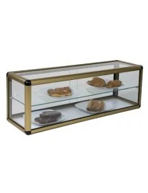 Neutral flat glass display case 2 levels with doors