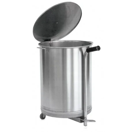 Stainless steel cube with wheels 50 liters