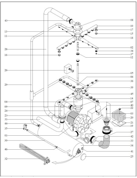 Desagüe con junta tórica y tuerca DW500 BW1200 Arisco A06KL00 A06KL05