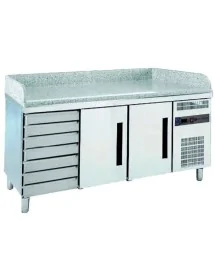 Refrigerated GN table for pizza preparation with drawers