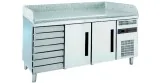 Refrigerated GN table for pizza preparation with drawers