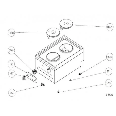 hot plate ø 180mm 1500W 230V connection 4 screw clamps with 4mm spill ring 490002 6246.0013.17 Q180 865.N1.40603.13