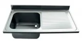 Évier 1200x600mm / égouttoir droite cuve 400x500x250mm acier inoxydable AISI-304 1mm