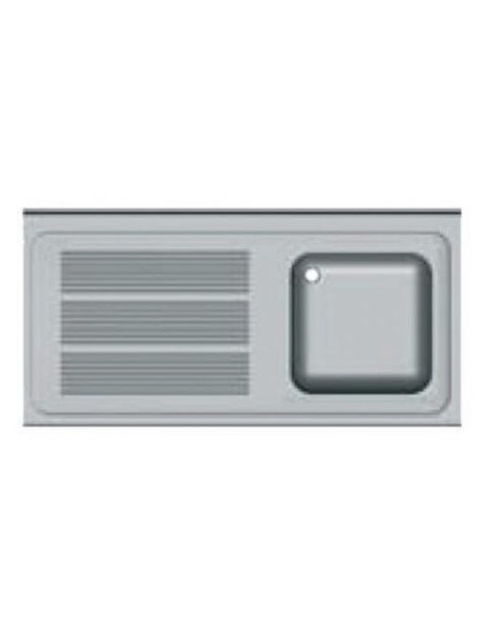 Sink 1 basin FONDO 600 with hole for glasswashers / dishwasher