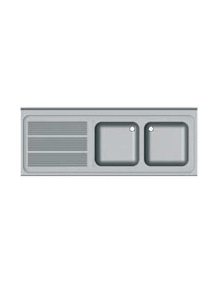 Sink 2 breasts FONDO 600 with hole for glasswashers / dishwasher