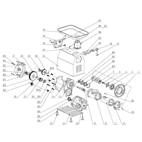 Engrenage Fibre Hachoir TK-22 Éclatée 18 Ø125mm intérieur Ø34mm