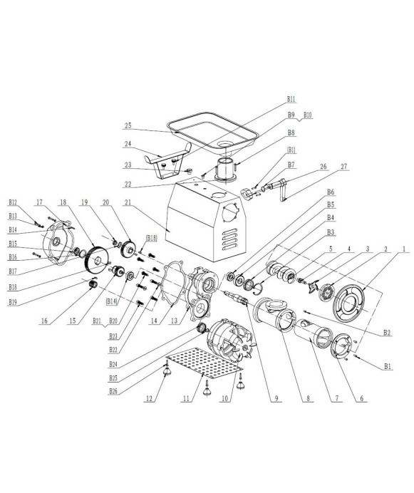 Groupe de commande de serrage hachoir tk-22 tk-32