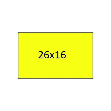 Rollos de etiquetas rectangular permanentes 26X16 AMARILLO FLÚOR (40 rollos)