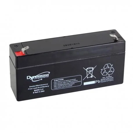 Lead AGM (Hermetic) Battery Stationary, 6 Volts, 3.3 Amperes, Dimensions 134 * 34 * 62 mm., Faston Terminals. weight 600GR