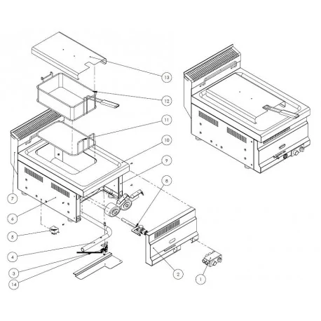 Gas feeding tube Turhan Fryer 900 Series TC.9CF800 Exploded view 7