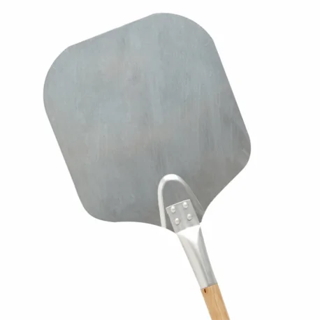 Pizza shovel with sharp edges in silver