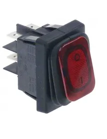 Interrupteur à bascule 30x22mm rouge 2NO 250V 20A lumineux 0-I raccord cosse mâle 6,3mm 