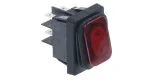 Interruptor basculante 30x22mm rojo 2NO 250V 20A iluminado 0-I empalme conector Faston 6,3mm 