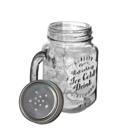 Salt jar glass jar with handle (Pack of 6 units)