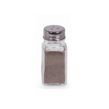 Glass pepper shaker with steel lid