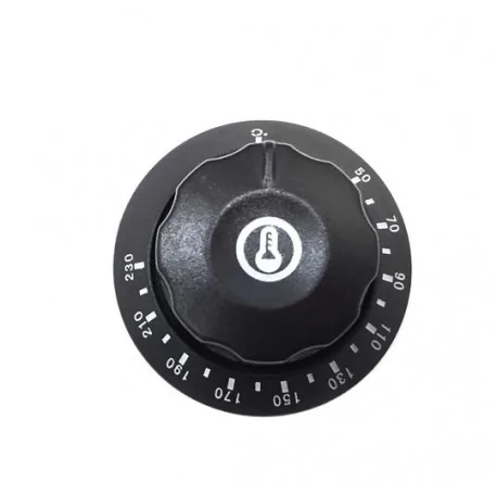Thermostat knob T max 230 ° C 70-230 ° C ø 40mm shaft ø 6x4.6mm flat bottom black