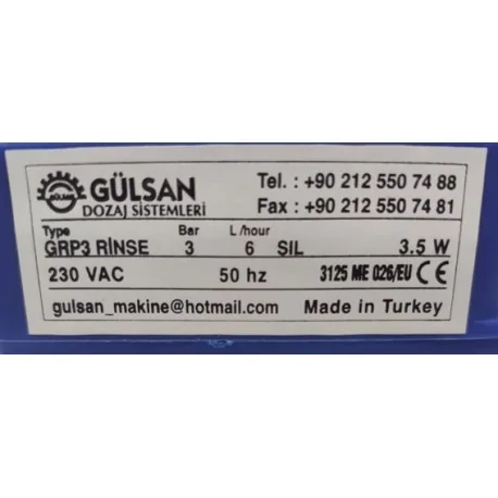 Dosificador GÜLSAN GMP 7 Detergente regulación de frecuencia hasta 6L/h 230VAC 