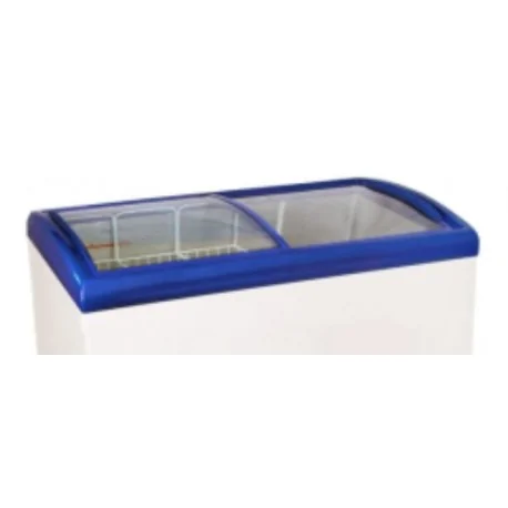 Blue Curved Glass Door Freezer Chest SC-SD-388Y