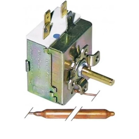 Thermostat t.max. 86°C temperature range 0-86°C 1-pole 1CO 16A probe ø 6,5mm probe length 95mm 390006