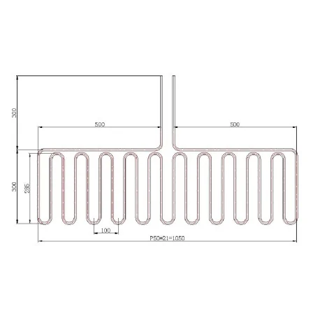 Cold Plate Evaporator Model 2 Copper Tube 300x1050mm
