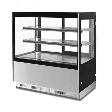 Straight glass refrigerated pastry display case