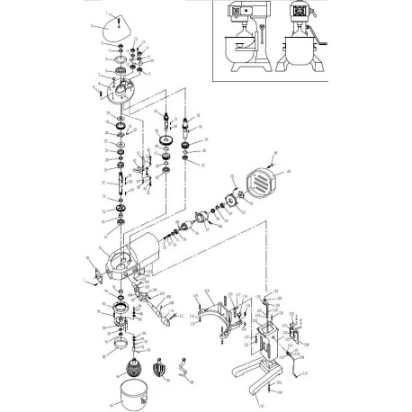 Arbre d'engrenage mélangeur  B20B éclaté 52 Z16