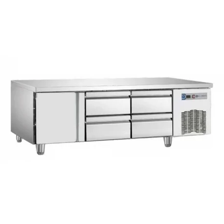 Low refrigerated kitchen table with drawers